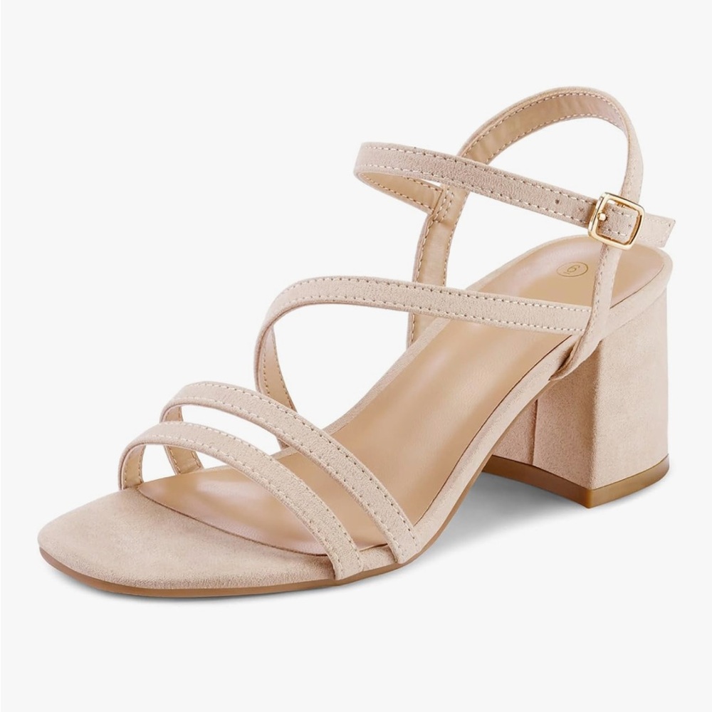 Elegant Beige Strappy Block Heel Sandals